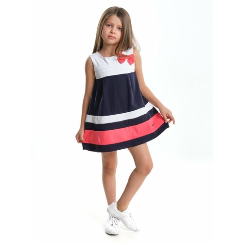Платье Mini Maxi, хлопок, трикотаж, коралловый, белый (коралловый/белый)
