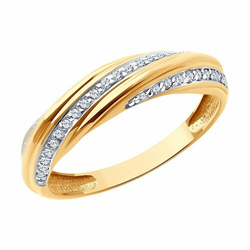 Кольцо Diamant, красное золото, 585 проба, фианит - изображение №1