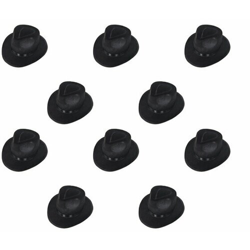 Гангстерская Шляпа фетр черная "Гангстер мафиози" 31*28*11см (Набор 10 шт.) (черный)