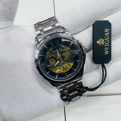 Наручные часы Часы мужские наручные механические, классические, золотой (черный/бежевый/серебристый/золотистый)