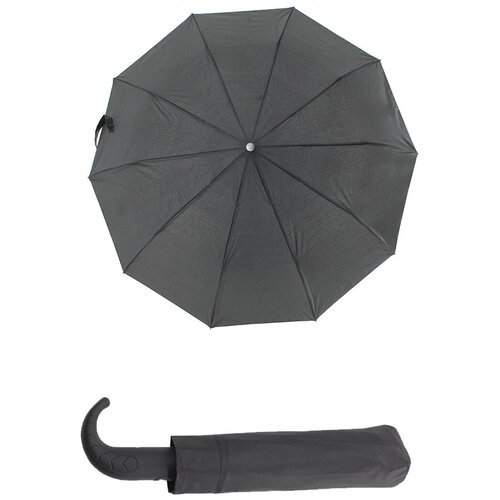 Зонт полуавтомат, 3 сложения, купол 100 см., 10 спиц, черный
