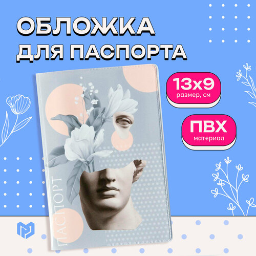 Обложка для паспорта Сима-ленд 5248605, серый, белый (серый/белый)