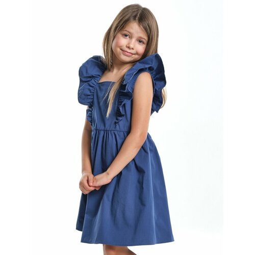 Платье Mini Maxi, хлопок, однотонное, синий, серый (серый/синий)