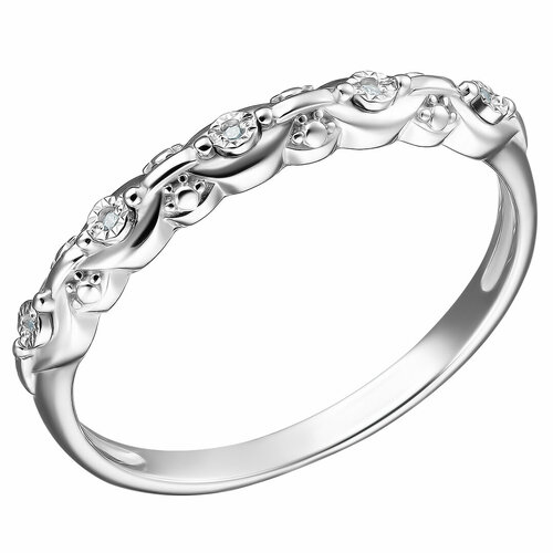 Перстень, серебро, 925 проба, родирование, бриллиант, серебряный, бесцветный (серебристый/бесцветный)