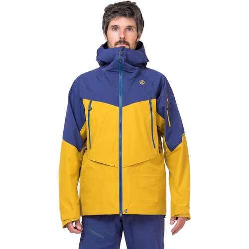 Куртка TERNUA, средней длины, силуэт прямой, водонепроницаемая, воздухопроницаемая, несъемный капюшон, снегозащитная юбка, синий, оранжевый (синий/желтый/оранжевый)