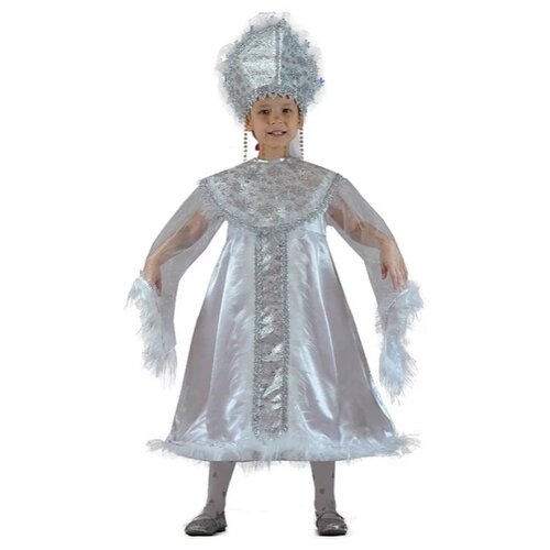 Карнавальный костюм "Снежинка Зима", 116-122 (серебристый/белый)
