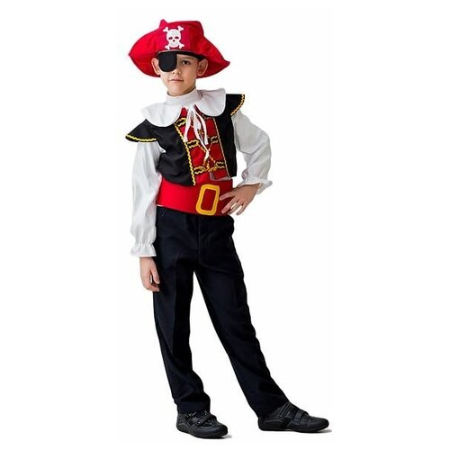 Карнавальный костюм "Пират в шляпе", 5-7 лет, Бока (черный/красный/белый) - изображение №1