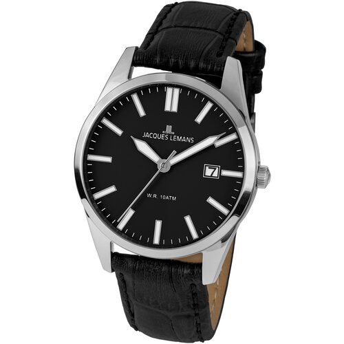 Наручные часы JACQUES LEMANS Classic 1-2002D, черный, серебряный (черный/серебристый/стальной)