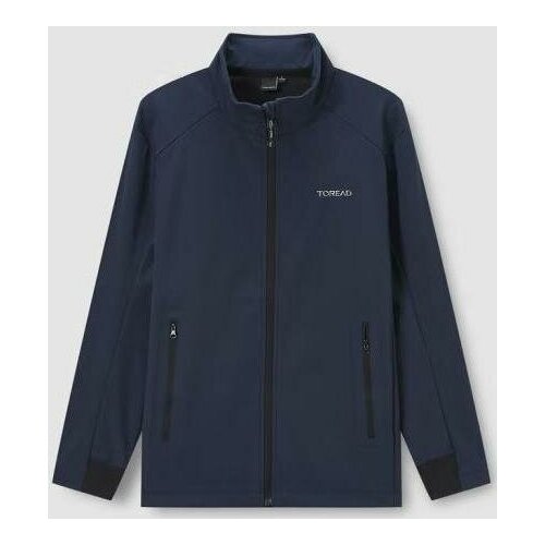 Туристическая куртка TOREAD, средней длины, силуэт прямой, регулируемый край, карманы, без капюшона, водонепроницаемая, ветрозащитная, синий