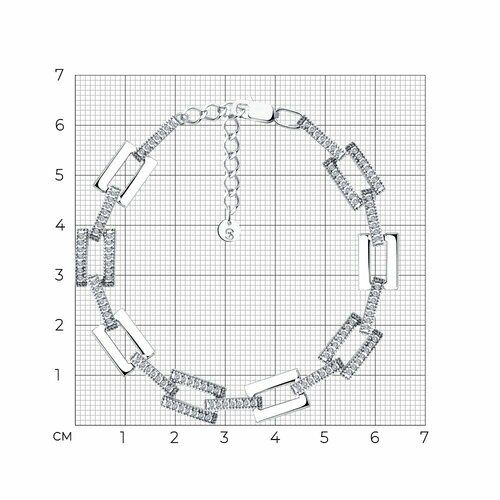 Браслет SOKOLOV, серебро, 925 проба, родирование, фианит, длина 16 см - изображение №1