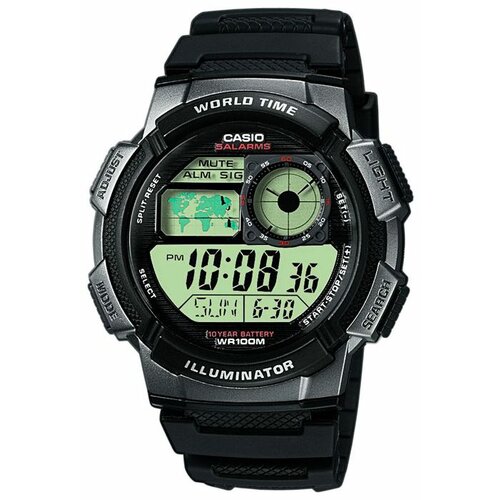 Наручные часы CASIO AE-1000W-1B, черный, серебряный (серый/черный/серебристый/мультицвет)