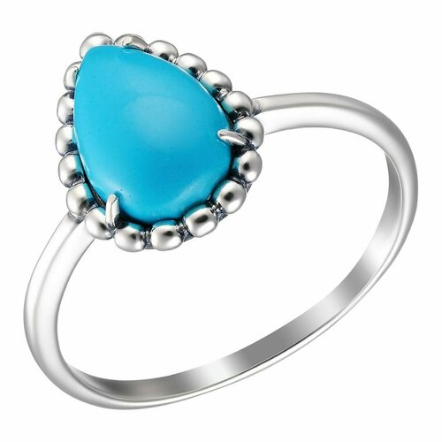 Перстень, серебро, 925 проба, оксидирование, серебряный, голубой (голубой/серебристый) - изображение №1