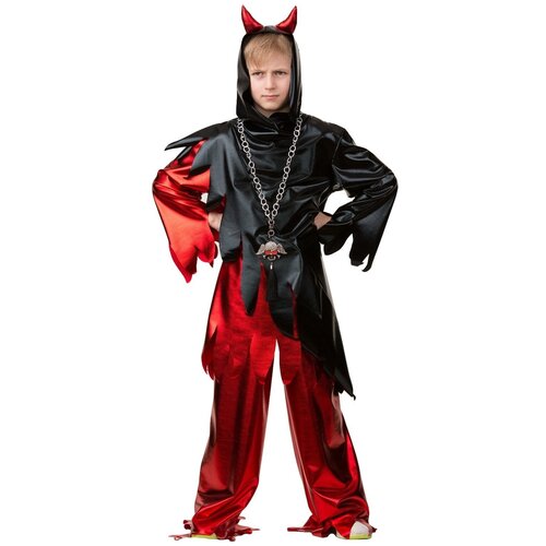 Карнавальный костюм «Демон», рубашка, брюки, р. 34, рост 140 см (черный/красный/белый)