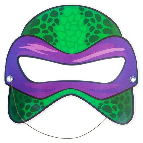 Маска из картона «Черепаха Дон», цвет фиолетовый (зеленый/фиолетовый) - изображение №1