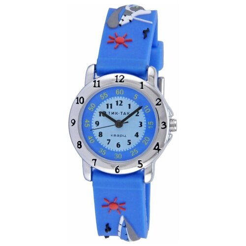 Наручные часы Тик-Так, кварцевые, корпус другой, ремешок пластик, водонепроницаемые, голубой, синий (синий/голубой)