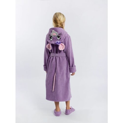 Халат Fluffy Bunny, длинный рукав, пояс/ремень, карманы, капюшон, манжеты, фиолетовый (фиолетовый/сиреневый)