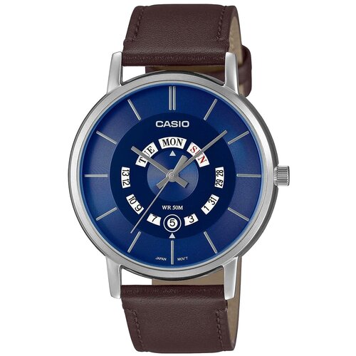 Наручные часы CASIO Collection Часы мужские Casio MTP-B135L-2A, синий, коричневый (синий/коричневый/серебристый/сине-коричневый)