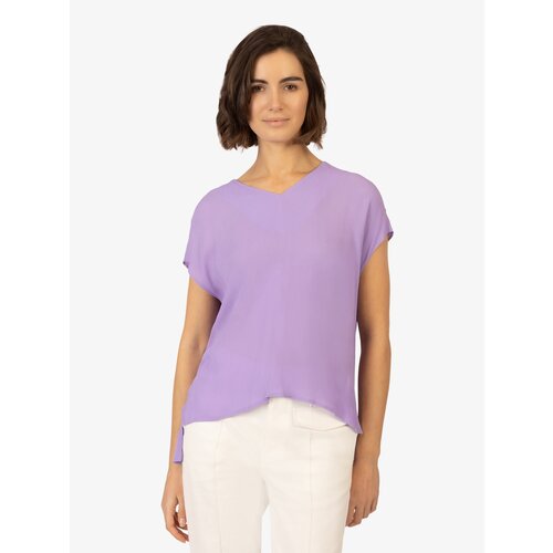 Блуза  Apart, свободный силуэт, короткий рукав, однотонная, фиолетовый - изображение №1
