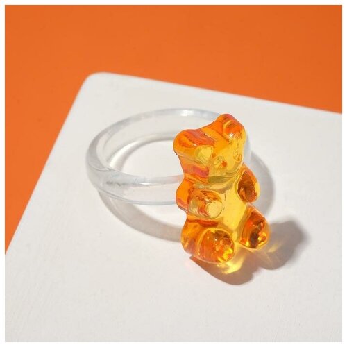 Кольцо Queen Fair, пластик, искусственный камень, оранжевый, бесцветный (оранжевый/бесцветный/прозрачный)