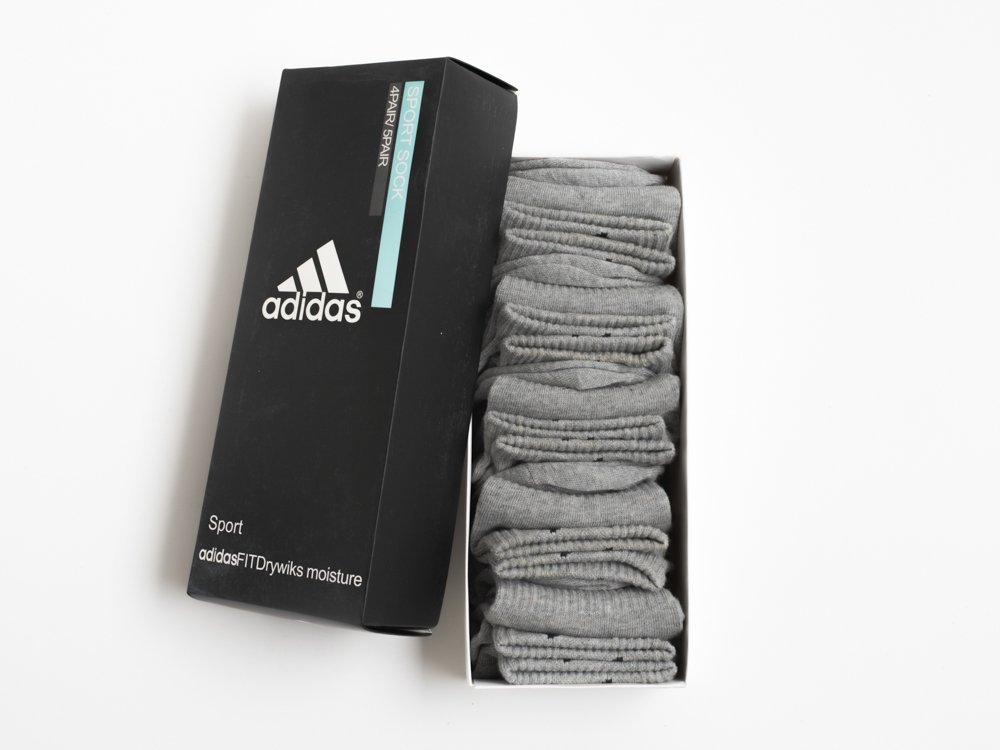 Носки короткие Adidas - 5 пар (серый) - изображение №1