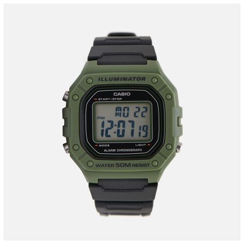 Наручные часы CASIO Collection Men W-218H-3A, черный, зеленый (серый/черный/зеленый)
