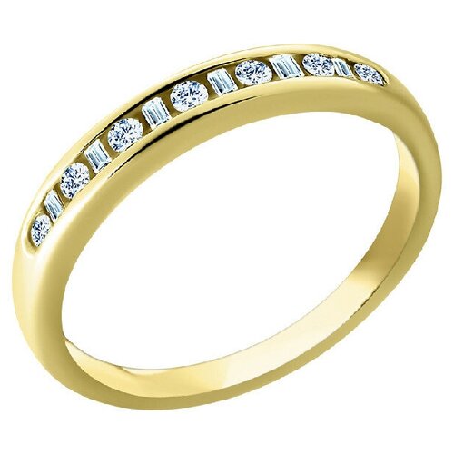 Кольцо обручальное JV, желтое золото, 585 проба, бриллиант, золотой, желтый (желтый/золотистый) - изображение №1