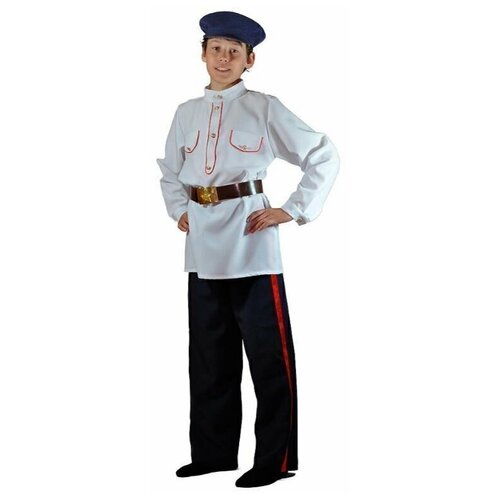 Карнавальный костюм национальный Казачий (Казак), 34 размер, 128-136 рост (черный/синий/белый)