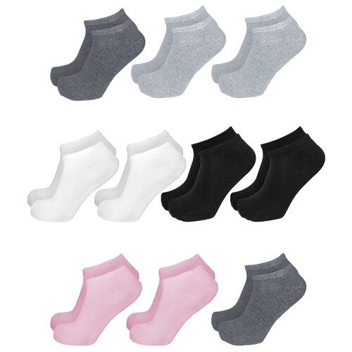 Носки Tuosite, 10 пар, 10 уп, розовый, белый, серый, черный, мультиколор (серый/черный/розовый/белый/мультицвет)