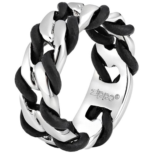 Кольцо Zippo, серебряный, черный (черный/серебристый) - изображение №1