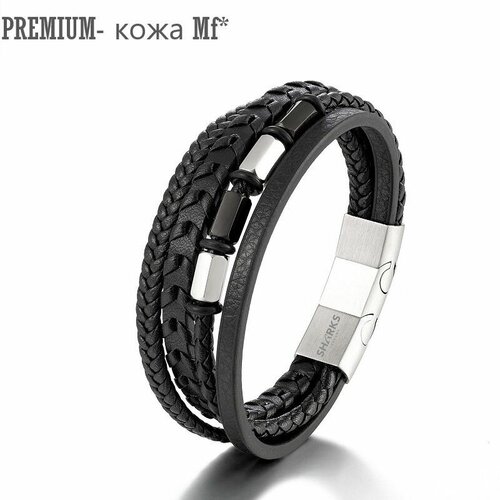 Плетеный браслет Sharks Jewelry, металл, серебряный (черный/серебристый/золотой/золотистый/серебряный) - изображение №1