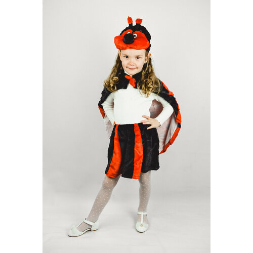 Карнавальный плюшевый костюм "Божья коровка" для детей от 4 до 7 лет (черный/красный)
