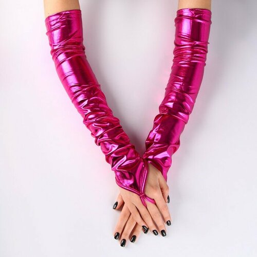 Карнавальный аксессуар перчатки-нарукавники, цвет фуксия (розовый)