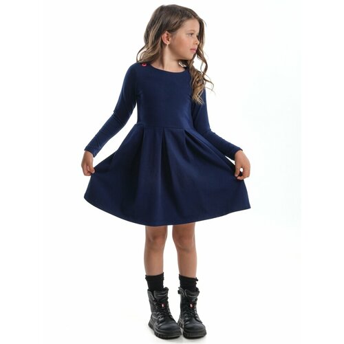 Платье Mini Maxi, хлопок, трикотаж, однотонное, синий - изображение №1