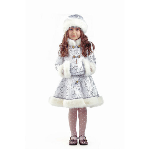 Карнавальный костюм «Снегурочка хрустальная», р. 30, рост 116 см (серый/серебристый/белый/мультицвет)