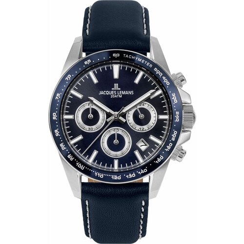 Наручные часы JACQUES LEMANS Sports Наручные часы Jacques Lemans 1-1877C, серебряный, синий (серый/черный/синий/серебристый)