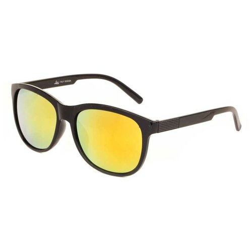 Солнцезащитные очки Loris, прямоугольные, оправа: пластик, зеркальные, желтый