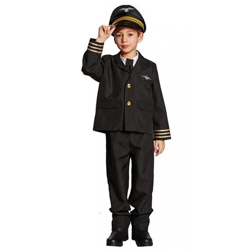 Детский костюм пилота (10061) 116 см (черный/золотистый/золото)