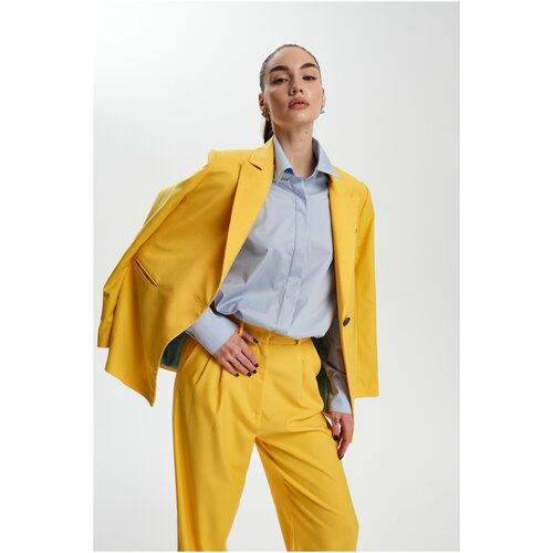 Пиджак BERIBEGI, удлиненный, силуэт прямой, желтый