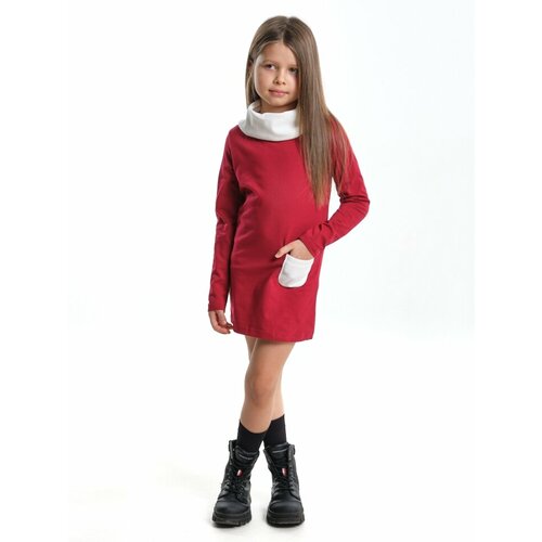 Платье Mini Maxi, хлопок, трикотаж, однотонное, бордовый