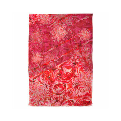 Палантин Павловопосадская платочная мануфактура, 230х80 см, бордовый, розовый (красный/розовый/оранжевый/бордовый/коралловый) - изображение №1