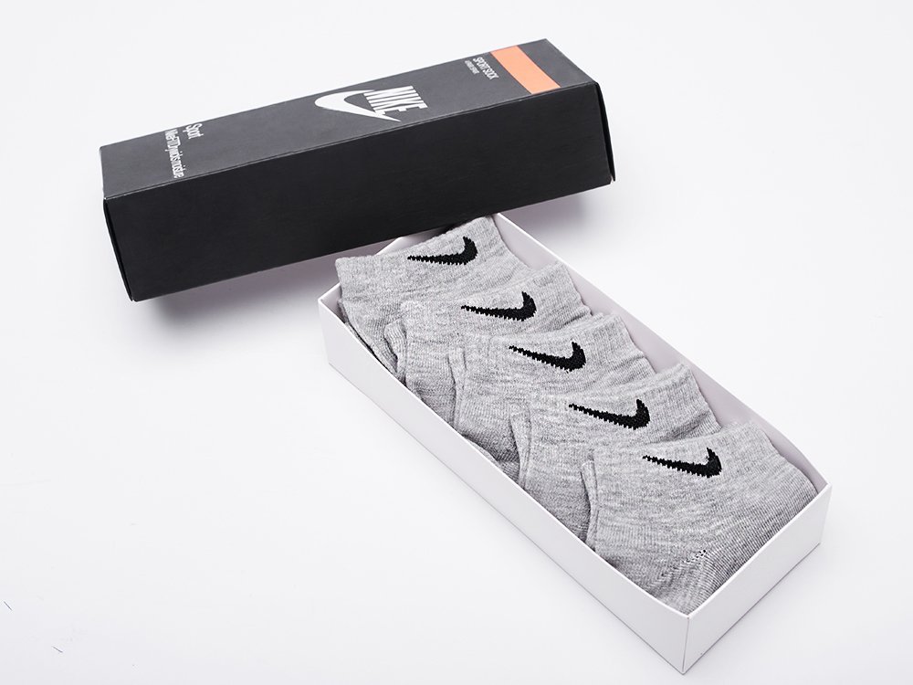 Носки короткие Nike 5 пар (серый) - изображение №1