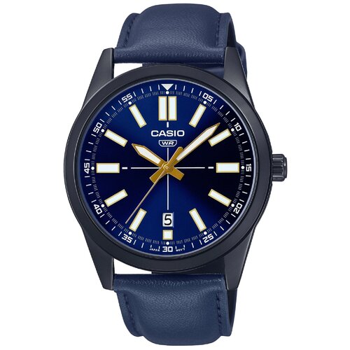 Наручные часы CASIO Часы наручные CASIO MTP-VD02BL-2E, синий, черный (черный/синий/серебристый)
