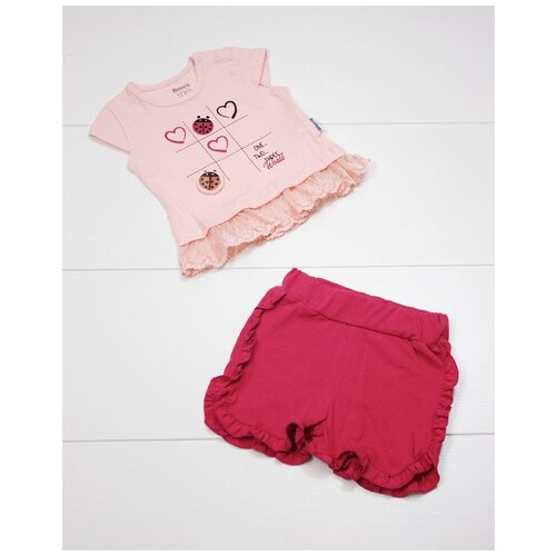 Комплект одежды  Miniworld для девочек, футболка и шорты, повседневный стиль, розовый