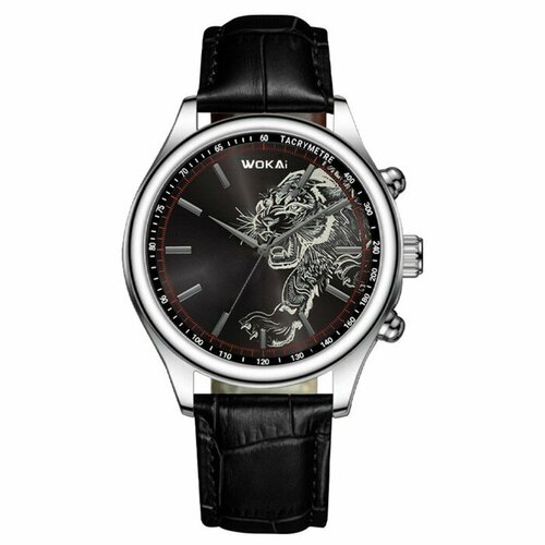 Наручные часы Часы наручные мужские "Тигр", d-4.2 см, серебро, мультиколор (мультицвет)
