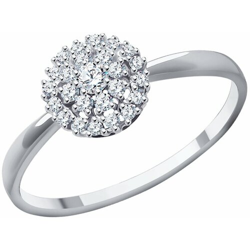 Кольцо Diamant, белое золото, 585 проба, фианит