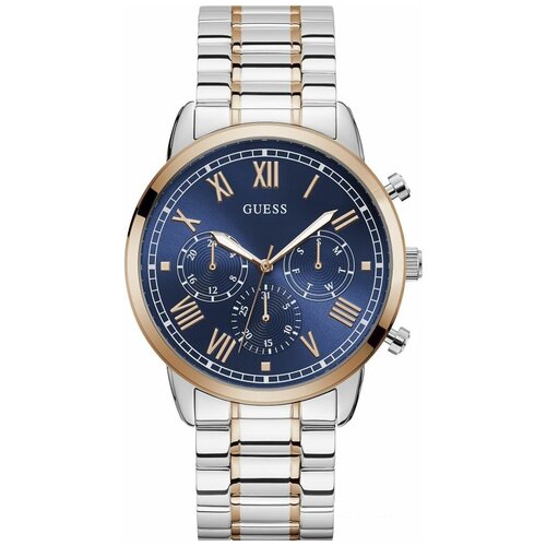 Наручные часы GUESS W1309G4, серебряный, золотой (синий/серебристый/золотистый/красный-розовый)