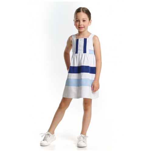 Платье Mini Maxi, хлопок, трикотаж, однотонное, белый, голубой (голубой/белый)