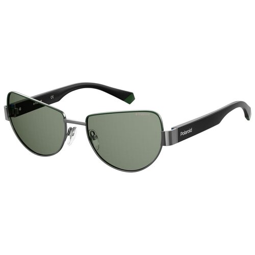 Солнцезащитные очки Polaroid, кошачий глаз, оправа: металл, поляризационные, серый (зеленый)