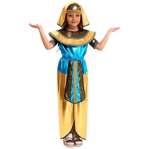 Карнавальный костюм Страна Карнавалия "Клеопатра", рост 98-104 см (голубой/желтый/золотистый/мультицвет/мультиколор) - изображение №1