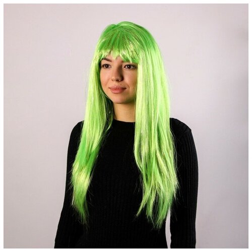 Карнавальный парик «Блеск», цвет зелёный - изображение №1